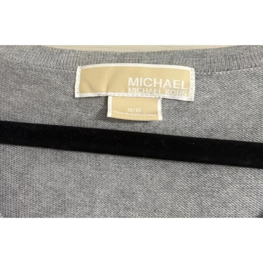 Michael Kors Womens Light Sweater Blouse Gems Sz Medium Med Gray So Cute